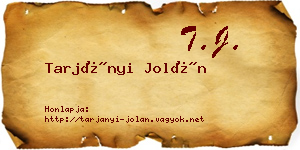 Tarjányi Jolán névjegykártya